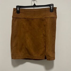 Cognac Suede Mini Skirt
